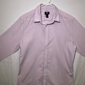 H&M Men's Lg Long Sleeve Dress Shirt Pink